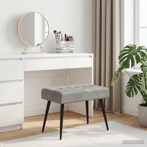 Klupa s gumbastim tkanjem Svjetlosiva 60 x 40 x 45 cm Baršun - Svjetlosiva 60 x 40 x 45 cm Cijena