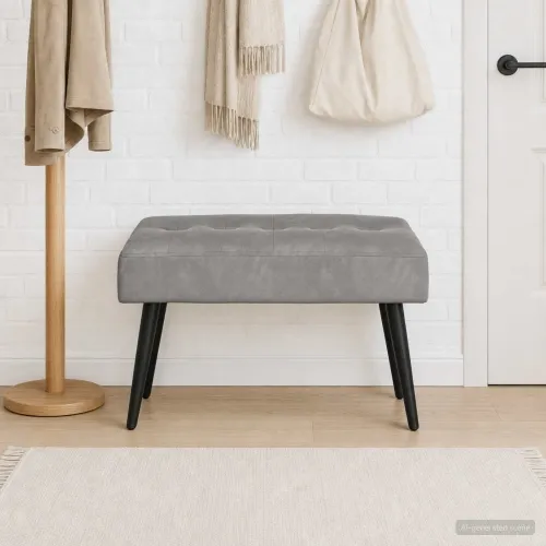 Klupa s gumbastim tkanjem Svjetlosiva 60 x 40 x 45 cm Baršun - Svjetlosiva 60 x 40 x 45 cm Cijena