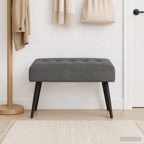 Klupa s gumbastim tkanjem Tamnosiva 60 x 40 x 45 cm Baršun - Tamnosiva 60 x 40 x 45 cm Cijena