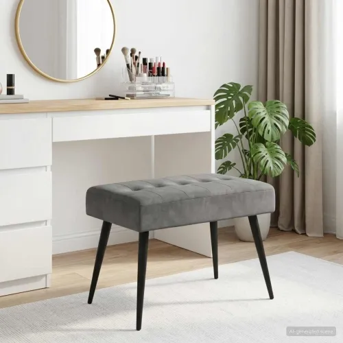 Klupa s gumbastim tkanjem Tamnosiva 60 x 40 x 45 cm Baršun - Tamnosiva 60 x 40 x 45 cm Cijena