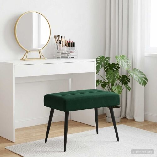 Klupa s gumbastim tkanjem Tamnozelena 60 x 40 x 45 cm Baršun - Tamnozelena 60 x 40 x 45 cm Cijena