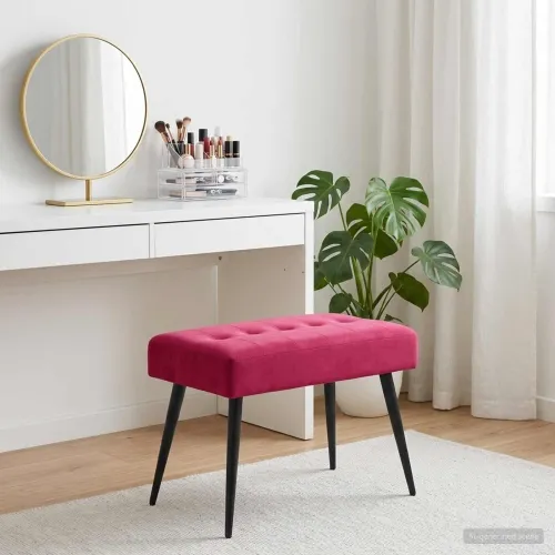 Klupa s gumbastim tkanjem Vinska crvena 60 x 40 x 45 cm Baršun - boja crnog vina 60 x 40 x 45 cm Cijena