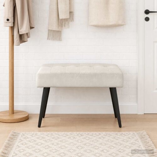Klupa s gumbastim tkanjem Krem 60 x 40 x 45 cm Baršun - Krem 60 x 40 x 45 cm Cijena