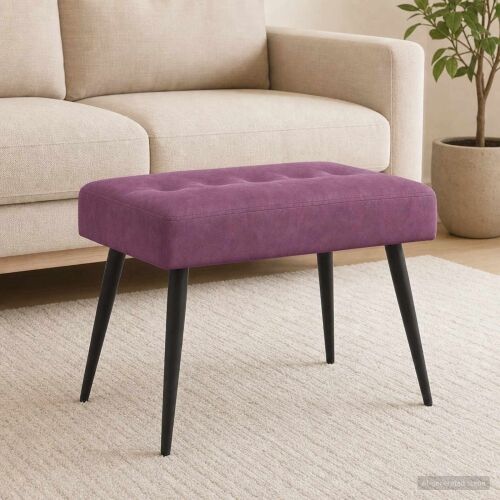 Klupa s gumbastim tkanjem Ljubičasta 60 x 40 x 45 cm Baršun - Ljubičasta 60 x 40 x 45 cm Cijena