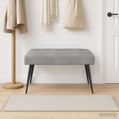 Klupa s gumbastim tkanjem Svjetlosiva 80 x 40 x 46 cm Baršun - Svjetlosiva 80 x 40 x 46 cm Cijena