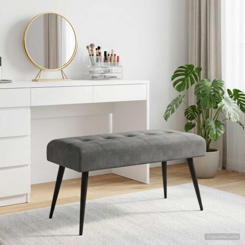 Klupa s gumbastim tkanjem Tamnosiva 80 x 40 x 46 cm Baršun - Tamnosiva 80 x 40 x 46 cm Cijena