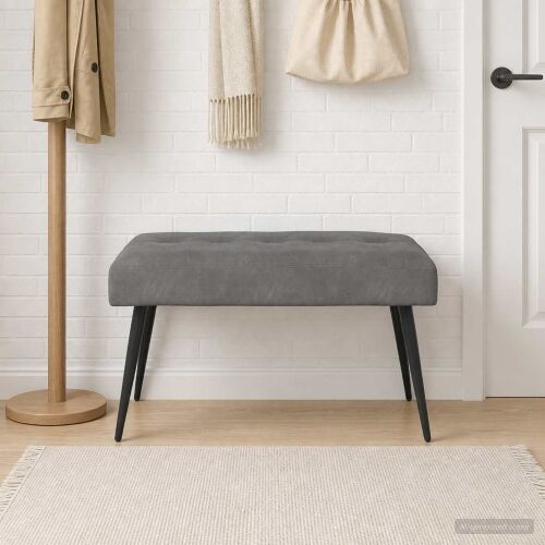 Klupa s gumbastim tkanjem Tamnosiva 80 x 40 x 46 cm Baršun - Tamnosiva 80 x 40 x 46 cm Cijena
