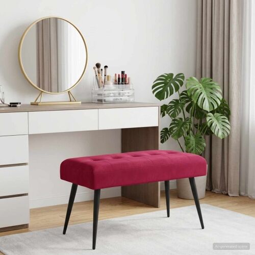 Klupa s gumbastim tkanjem Vinska crvena 80 x 40 x 46 cm Baršun - boja crnog vina 80 x 40 x 46 cm Cijena