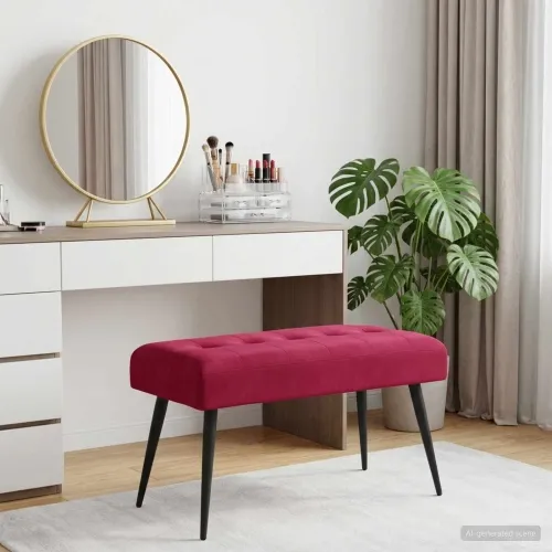 Klupa s gumbastim tkanjem Vinska crvena 80 x 40 x 46 cm Baršun - boja crnog vina 80 x 40 x 46 cm Cijena