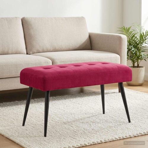 Klupa s gumbastim tkanjem Vinska crvena 80 x 40 x 46 cm Baršun - boja crnog vina 80 x 40 x 46 cm Cijena