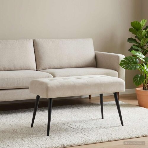 Klupa s gumbastim tkanjem Krem 80 x 40 x 46 cm Baršun - Krem 80 x 40 x 46 cm Cijena