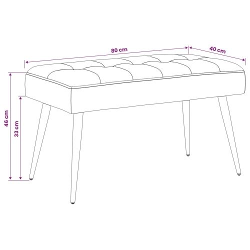Klupa s gumbastim tkanjem Tirkizna 80 x 40 x 46 cm Baršun - Tirkizna 80 x 40 x 46 cm Cijena
