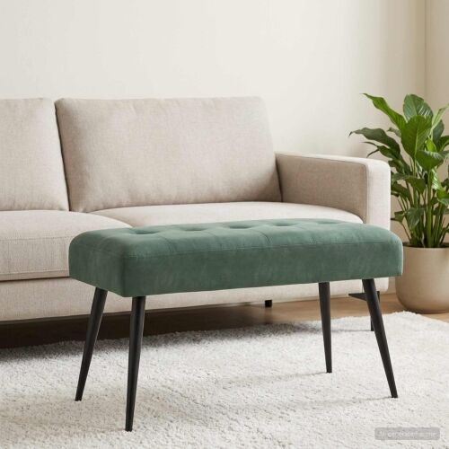Klupa s gumbastim tkanjem Morska zelena 80 x 40 x 46 cm Baršun - zelena boja mora 80 x 40 x 46 cm Cijena
