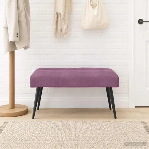 Klupa s gumbastim tkanjem Ljubičasta 80 x 40 x 46 cm Baršun - Ljubičasta 80 x 40 x 46 cm Cijena