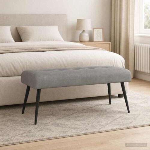 Klupa s gumbastim tkanjem Svjetlosiva 110 x 40 x 46 cm Baršun - Svjetlosiva 110 x 40 x 46 cm Cijena