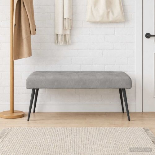 Klupa s gumbastim tkanjem Svjetlosiva 110 x 40 x 46 cm Baršun - Svjetlosiva 110 x 40 x 46 cm Cijena