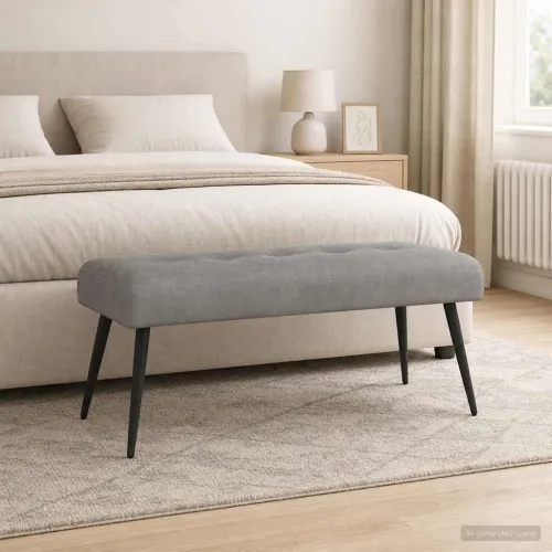 Klupa s gumbastim tkanjem Svjetlosiva 110 x 40 x 46 cm Baršun - Svjetlosiva 110 x 40 x 46 cm Cijena