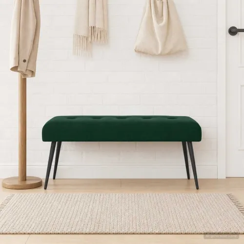 Klupa s gumbastim tkanjem Tamnozelena 110 x 40 x 46 cm Baršun - Tamnozelena 110 x 40 x 46 cm Cijena