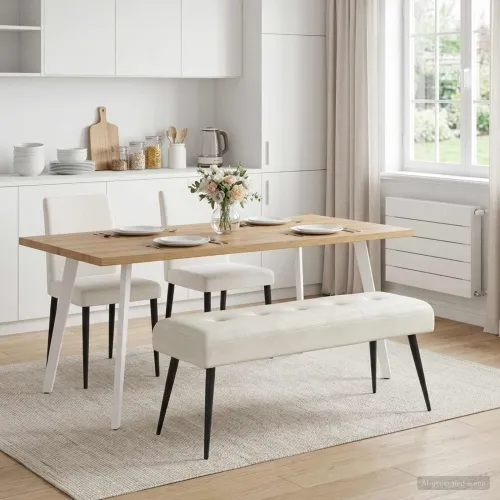 Klupa s gumbastim tkanjem Krem 110 x 40 x 46 cm Baršun - Krem 110 x 40 x 46 cm Cijena