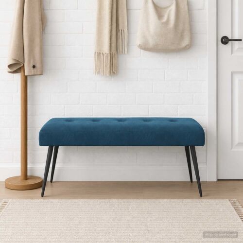 Klupa s gumbastim tkanjem Plava 110 x 40 x 46 cm Baršun - Plava 110 x 40 x 46 cm Cijena