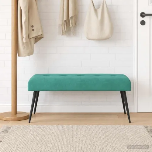 Klupa s gumbastim tkanjem Tirkizna 110 x 40 x 46 cm Baršun - Tirkizna 110 x 40 x 46 cm Cijena
