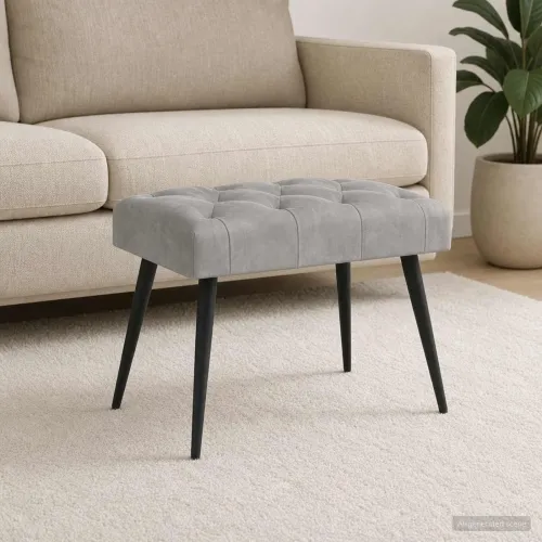Klupa s gumbastim tkanjem Svjetlosiva 60 x 40 x 45 cm Baršun - Svjetlosiva 60 x 40 x 45 cm Cijena