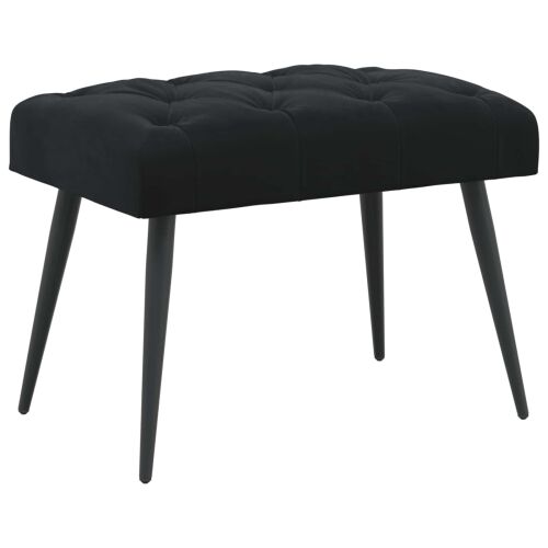 Klupa s gumbastim tkanjem Crna 60 x 40 x 45 cm Baršun - Crna 60 x 40 x 45 cm Cijena