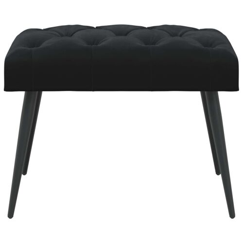 Klupa s gumbastim tkanjem Crna 60 x 40 x 45 cm Baršun - Crna 60 x 40 x 45 cm Cijena