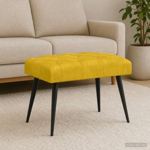Klupa s gumbastim tkanjem Žuta 60 x 40 x 45 cm Baršun - Žuta 60 x 40 x 45 cm Cijena