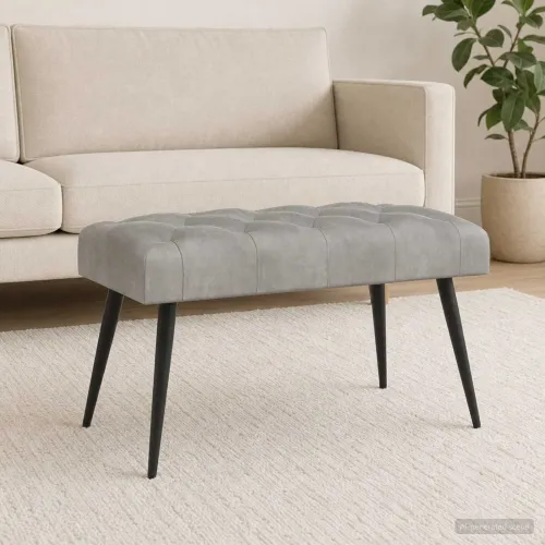 Klupa s gumbastim tkanjem Svjetlosiva 80 x 40 x 46 cm Baršun - Svjetlosiva 80 x 40 x 46 cm Cijena
