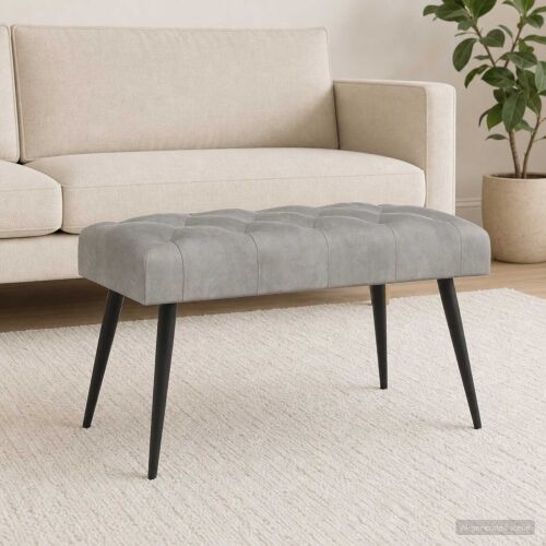 Klupa s gumbastim tkanjem Svjetlosiva 80 x 40 x 46 cm Baršun - Svjetlosiva 80 x 40 x 46 cm Cijena