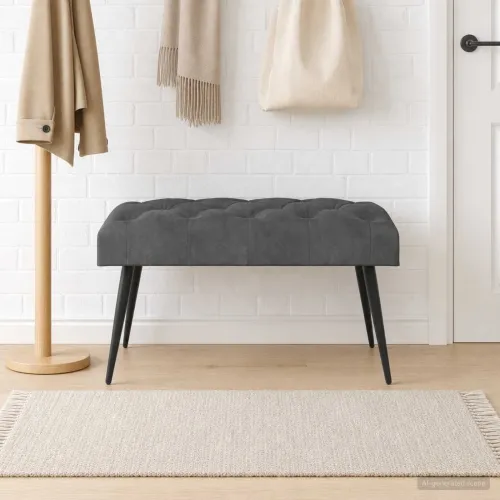 Klupa s gumbastim tkanjem Tamnosiva 80 x 40 x 46 cm Baršun - Tamnosiva 80 x 40 x 46 cm Cijena