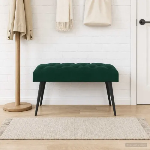 Klupa s gumbastim tkanjem Tamnozelena 80 x 40 x 46 cm Baršun - Tamnozelena 80 x 40 x 46 cm Cijena