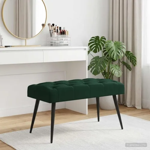Klupa s gumbastim tkanjem Tamnozelena 80 x 40 x 46 cm Baršun - Tamnozelena 80 x 40 x 46 cm Cijena