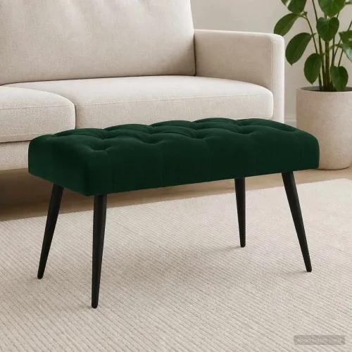 Klupa s gumbastim tkanjem Tamnozelena 80 x 40 x 46 cm Baršun - Tamnozelena 80 x 40 x 46 cm Cijena
