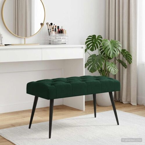 Klupa s gumbastim tkanjem Tamnozelena 80 x 40 x 46 cm Baršun - Tamnozelena 80 x 40 x 46 cm Cijena