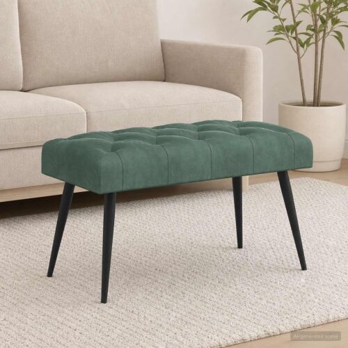 Klupa s gumbastim tkanjem Morska zelena 80 x 40 x 46 cm Baršun - zelena boja mora 80 x 40 x 46 cm Cijena