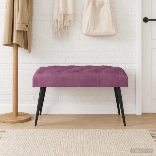 Klupa s gumbastim tkanjem Ljubičasta 80 x 40 x 46 cm Baršun - Ljubičasta 80 x 40 x 46 cm Cijena