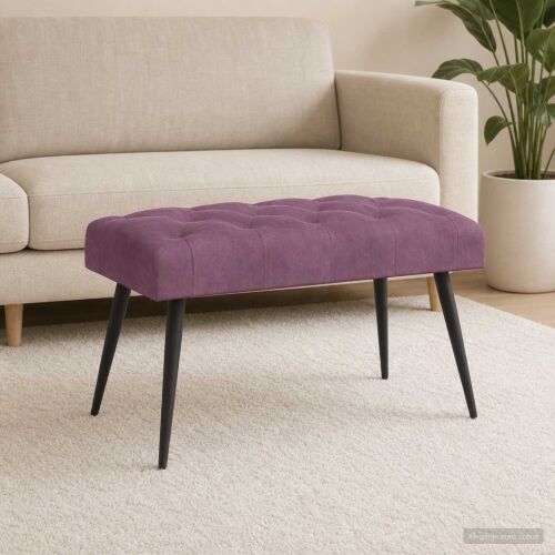 Klupa s gumbastim tkanjem Ljubičasta 80 x 40 x 46 cm Baršun - Ljubičasta 80 x 40 x 46 cm Cijena