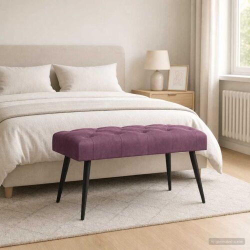 Klupa s gumbastim tkanjem Ljubičasta 80 x 40 x 46 cm Baršun - Ljubičasta 80 x 40 x 46 cm Cijena