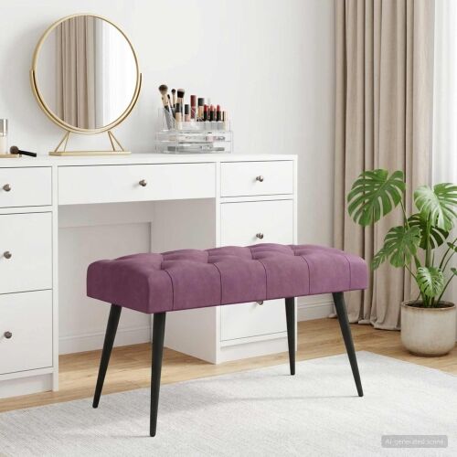 Klupa s gumbastim tkanjem Ljubičasta 80 x 40 x 46 cm Baršun - Ljubičasta 80 x 40 x 46 cm Cijena