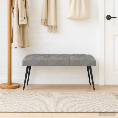 Klupa s gumbastim tkanjem Svjetlosiva 110 x 40 x 46 cm Baršun - Svjetlosiva 110 x 40 x 46 cm Cijena