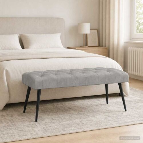 Klupa s gumbastim tkanjem Svjetlosiva 110 x 40 x 46 cm Baršun - Svjetlosiva 110 x 40 x 46 cm Cijena