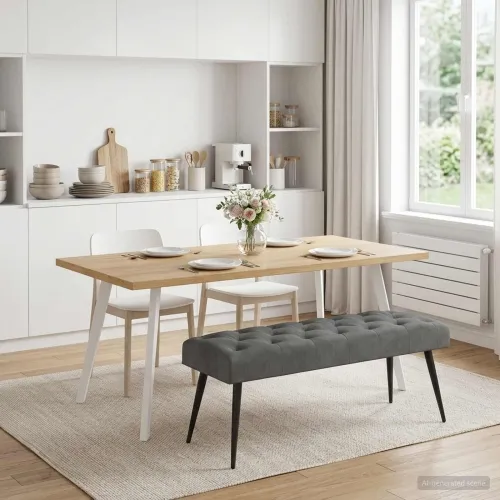Klupa s gumbastim tkanjem Tamnosiva 110 x 40 x 46 cm Baršun - Tamnosiva 110 x 40 x 46 cm Cijena