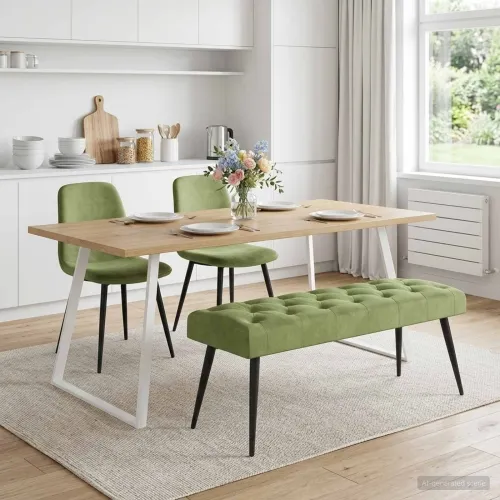 Klupa s gumbastim tkanjem Svijetlo zelena 110 x 40 x 46 cm - Svijetlo zelena 110 x 40 x 46 cm Cijena
