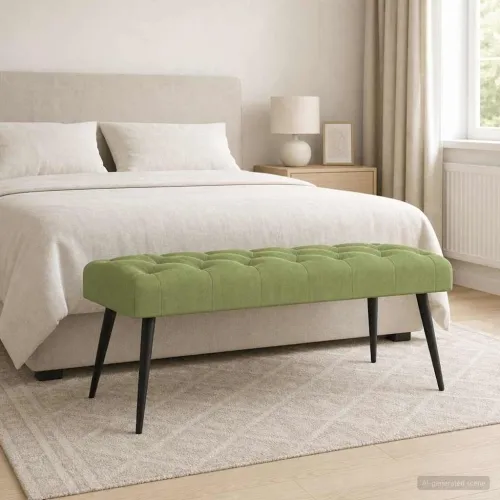 Klupa s gumbastim tkanjem Svijetlo zelena 110 x 40 x 46 cm - Svijetlo zelena 110 x 40 x 46 cm Cijena