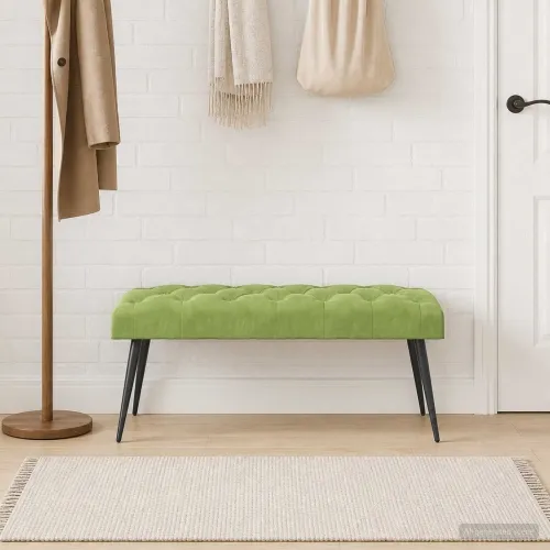 Klupa s gumbastim tkanjem Svijetlo zelena 110 x 40 x 46 cm - Svijetlo zelena 110 x 40 x 46 cm Cijena