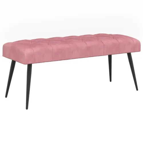 Klupa s gumbastim tkanjem Ružičasta 110 x 40 x 46 cm Baršun - Ružičasta 110 x 40 x 46 cm Cijena