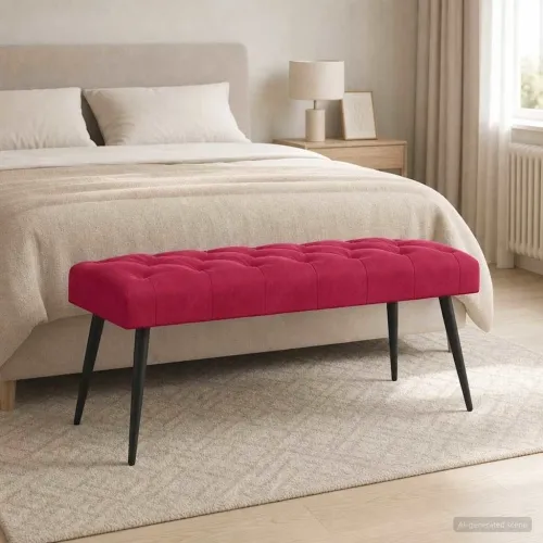 Klupa s gumbastim tkanjem Vinska crvena 110 x 40 x 46 cm Baršun - boja crnog vina 110 x 40 x 46 cm Cijena