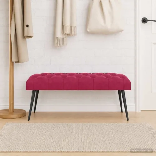 Klupa s gumbastim tkanjem Vinska crvena 110 x 40 x 46 cm Baršun - boja crnog vina 110 x 40 x 46 cm Cijena